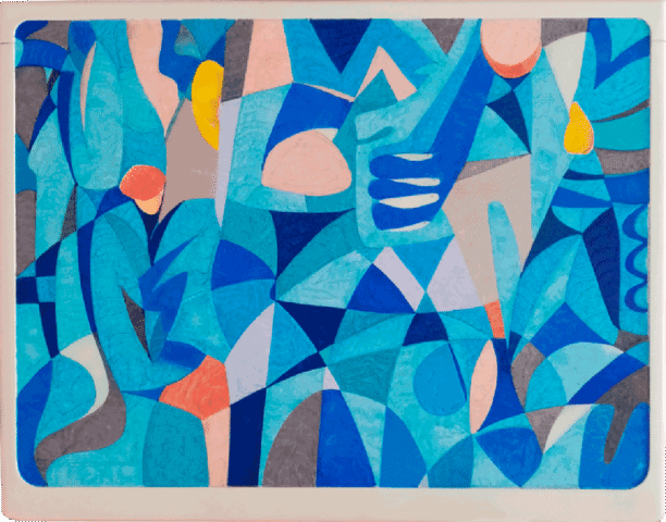 Adán pescando peces en el pelo de Eva